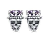 WBDWWTD 925 Sterling Silver Skull Earrings Gothic Bone Snake Rose Flower Skull Stud Earrings Skull Jewelry Mother‘s Day Gift for Women Men