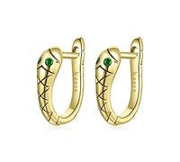 WBDWWTD 925 Sterling Silver Snake Earrings, Platinum Plated Tarnish Resistant Green Cz Hoop Earrings For Women