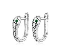 WBDWWTD 925 Sterling Silver Snake Earrings, Platinum Plated Tarnish Resistant Green Cz Hoop Earrings For Women