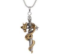 WBDWWTD Accessories 925 Sterling Silver Dragon Sword Necklace For Men, Vintage Sword Pendant Katana Necklace - Hip Hop Dagger Necklace For Women, Master Sword Necklace For Halloween Holiday