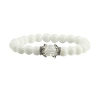 WBDWWTD Bead Bracelets for Men 8mm Crystal Bracelets Spiritual Nature Stones Crown White Round Braided Elastic 17cm x 7mm for Graduation