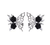 WBDWWTD Black Butterfly Hollow Earrings Pink Silver Elegant Needle Earring Asymmetric Butterfly Earrings Gothic Abstract Jewelry for Women Friends