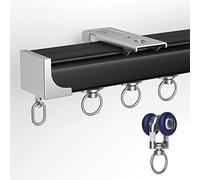 WBDWWTD Black Curtain Rail for Garage/Living Room/Classroom, Hospital/Bedroom Sliding Room Divider Track System with Roller Hooks And E