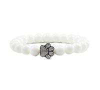 WBDWWTD Bracelets 8mm Real Crystal Bead Bracelet Nature Stones Cat Paw White Round Braided Elastic 17cm x 7mm 1PCS for Prom