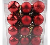 WBDWWTD christmas ornaments Christmas Tree Balls Xmas Decor Holiday Party Decoration Gold Pink Champagne Red New Year Gift 24pcs 3cm Christmas christmas bauble (Color : Blue) (Red)