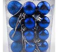 WBDWWTD christmas ornaments Christmas Tree Balls Xmas Decor Holiday Party Decoration Gold Pink Champagne Red New Year Gift 24pcs 3cm Christmas christmas bauble (Color : Blue) (Blue)