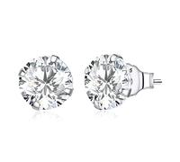 WBDWWTD Collection Platinum Plated Sterling Silver Cushion Cut Cubic Zirconia Stud Earrings Gold Post Brilliance Zirconia 4 Prong Martini Style Stud Earrings 7ct to 4ct