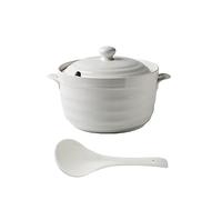 WBDWWTD Double Handle Lid Pure White Ceramic Tureen Soup Ceramic Round White Dish Casserole/Clay Pot/Earthen Pot/Ceramic Cookware Heat-Resistant (Size : 2200ml)