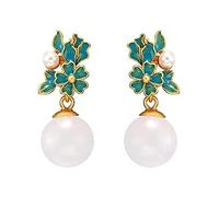 WBDWWTD DZBERH Earrings Earrings Ladies Elegant Vintage Earrings Painted Enamel Hetian Jade Pendant Earrings Ladies Sterling Jewelry Dangle Girls