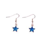 WBDWWTD earrings Women Silver Earrings, Trendy Long Star Moon Pendant Drop Earrings Cute Blue Pink Color Round Asymmetry Quality Girls Lady Gift Gifts For Girlfriend, Wife, Sister, Daughter, Mother