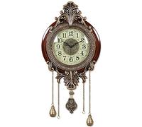 WBDWWTD European Pure Copper Wall Clock Living Room Solid Wood Wall Clock Single-Sided Wall Clock Bedroom Clock Silent Pendulum Clock
