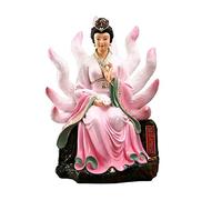 WBDWWTD Feng Shui Ornaments Buddha Statue Lifelike Nine-tailed Fox Statue Lucky Decoration Resin Spiritual Living Room Decor Pink/White Yoga Zen Decor God of Fortune (Color : Pink, Size : Small)