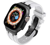 WBDWWTD Fluororubber Replacement Watch Strap Mod Kit，For 45mm 44mm 41mm 40mm Ultra 49mm, Mens Rubber Watch Straps Stainless Steel Butterfly Clasp For 8/7/6/5/4/SE Series
