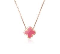 WBDWWTD Four-Leaf Clover Necklace Female Pendant Sterling Silver Clavicle Chain Fashion Tide Plated 18K Rose Gold Gift