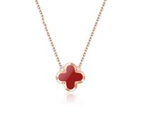 WBDWWTD Four-Leaf Clover Necklace Female Pendant Sterling Silver Clavicle Chain Fashion Tide Plated 18K Rose Gold Gift
