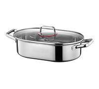 WBDWWTD Heavy Duty Stainless Steel Oval Fish Steamer Pot Set, Steamed Fish Pot Multi-Use Roasting Cookware and Hotpot with Rack for Steaming Fish, Boiling Soup,single layer Wok(Double layer)