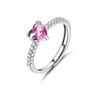 WBDWWTD JeweBella 925 Sterling Silver Heart Ring for Women Cubic Zirconia Wedding Engagement Promise Ring Thumb Adjustable Rings for Women Girls Jewellery Gift