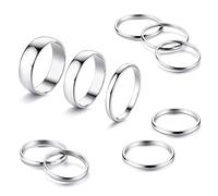 WBDWWTD MILACOLATO 10 Pcs Knuckle Rings Set Stainless Steel Ring Simple Smooth Finger Stackable Rings Set for Women Plain Band Rings