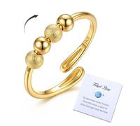 WBDWWTD MILACOLATO Fidget Ring for Women 925 Sterling Silver Adjustable Anxiety Ring with Beads Spinner Fidget Rings for Anxiety Girls Gold Silver Stress Relief Rings Gifts(with Gift Card & Box)