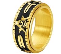 WBDWWTD Rotating Masonic Titanium Steel Ring for Men Punk Secret Society Jewelry Stackable Gothic Ring Gift for Him