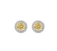 WBDWWTD Sparkling Earrings White Gold Plated Sterling Silver Rose Cut Brilliant Diamond Halo Stud for Women Promise Wedding Valentines Jewelry Gift