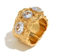 WBDWWTD Stainless Steel 18K Gold Plated Elegant Avant-Garde Earrings Bracelet Ring Irregular Micro Set Stone Gift for Women
