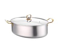 WBDWWTD Stainless Steel Oval Fish Steamer, Multi-Use Oval Cookware, Pasta Stock Pot with Fish Plate and Rack for Steaming Fish, Seafood, Roasting Turkey,D,double layer Wok(A,Double layer)