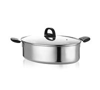 WBDWWTD Stainless Steel Oval Fish Steamer, Multi-Use Oval Cookware, Pasta Stock Pot with Fish Plate and Rack for Steaming Fish, Seafood, Roasting Turkey,D,double layer Wok(A,Double layer)