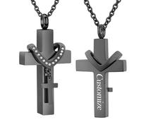 WBDWWTD TQHGHX Customize Urn Necklaces For Ashes - Cremation Jewelry for Ashes Pendant - Cross Urn Necklace Urn Memorial Ashes Jewelry With Me Always Personalized Necklaces Engraved Names