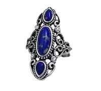 WBDWWTD Turquoise Ring Men's Tibet Silver Plated Onyx Stone Türkiye Handmade Agate Hollow out Teardrop Three Stone Ring