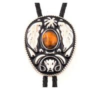 WBDWWTD Western Cowboy Collar Leather Cord Unisex Pattern Collar Combine Gold Natural Agate Stone West Chain Necklace