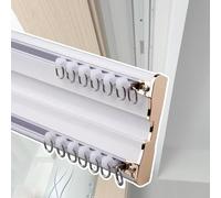 WBDWWTD White Ceiling Mounted Curtain Track - Customizable Lenght Double Row Slideway Box for Bay Window, Hanging Background - Conjoined C