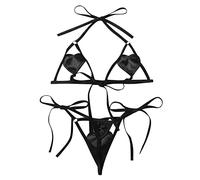 WBDWWTD Women's Push Up Embroidery Bra for Women and Lace Arm Garters Set G-String Babydoll Panties 2 Piece, Black, One size