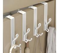 WBDXWB Over The Door Hook, 4 Pack Heavy Duty Over Door Hanger for Coats, Bags, Hats, Towels (Height:21cm/8.26in, White)