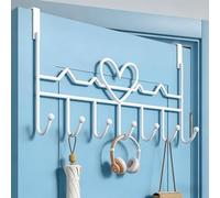 WBDXWB Over The Door Hook, Heart-Shaped Over Door Hanger with Rust Resistant for Coats, Hats, Bags, Clothes, Towels (1 Pack, White)