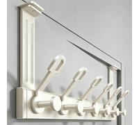 WBDXWB Over The Door Hook, Heavy Duty Adjustable No Wobble & Stable, 12 Hooks No Drilling, Fits Thin, Standard & Thick Bedroom Bathroom Doors, Storage for Coats, Towels and Bags (1 Pack, White)