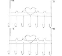 WBDXWB Over The Door Hook, Over Door Hanger for Coat, Towel, Bag, Robe (2 Pack, White)