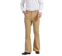 Wbestwind Men's Relaxed Stretch Vintage 60s 70s Bell Bottom Fit Comfort Flared Retro Leg Denim Jeans, Khaki, XXL