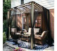 Wbesty 2 Panels Outdoor Mosquito Net Curtains with Rod Pocket Fine Mesh Insect Screen Curtain for Patio Pergola Gazebo Balcony Outdoor Sheer Curtains Black, 2.3m×2m