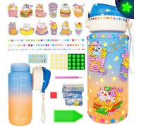 Wbesty Decorate Your Own Water Bottle Kits for Girls Age 4-12, Cute Cat Diamond Painting with Star Glow in The Dark, Arts and Crafts Gifts for Girls Birthday Christmas(Cat)
