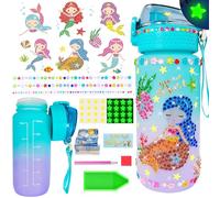 Wbesty Decorate Your Own Water Bottle Kits for Girls Age 4-12, Mermaids Diamond Painting with Star Glow in The Dark, Arts and Crafts Gifts for Girls Birthday Christmas(Mermaid)