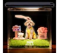WBgjsnklbnl Personalised Dog Memorial Gifts 3D Projection Pet Holographic Digital House Custom with Name Dates for Cat Dog Lovers Desktop Ornaments Decor
