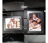 Wbgraceful 1pcs Black Car Picture Frame, Leather Vehicle Sun Visor 4x6 (Standard 6 Inches) Photo Holder Displays Both Horizontally and Vertically
