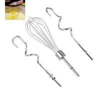 Wbgraceful 3-Piece Stainless Steel Hand Mixer Set: Beaters, Dough Hooks, and Whisk Attachment for Kitchen Accessories. Compatible with Hand Mixers.
