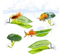 Wbgraceful 5-Piece Betta Fish Tank Accessories Set: Soft Silk Aquarium Plants, Acrylic Tube Cave Hideout, Tail-Safe Resting Ledges - Natural Habitat Decorations with Extra Suction Cups