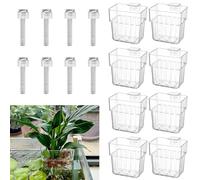 Wbgraceful 8PCS Clear Acrylic Aquarium Plant Holders with Hooks - Ideal for Aquaponic Plant Cultivation, Fish Tank Plant Cup Pots, Aquascape Decoration, and Aquarium Water Feature Decoration.