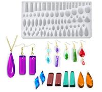 Wbgraceful Silicone Stud Earrings Mold: 41 Paired Shapes, Rectangle Teardrop Dangle, Geometric Cabochon Jewelry Making, UV Resin Casting Mold