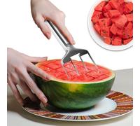 Wbgraceful Watermelon Fork Cutter Slicer Tool,Stainless Steel Fruit Cutter Melon Slicer Cutter Tool, Watermelon Cutting Tool for Home Party Camping Kitchen Gadget