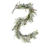 WBHome 6ft Pre-lit Mixed Snowy Norway Spruce & Pine Branch with Shimmy Berries Mantle Prelit Christmas Garland, Winter Flocked Garland for Christmas Holiday Seasonal Indoor/Outdoor Home Decor Mantle