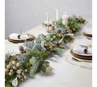 WBHome 6ft Pre-lit Mixed Snowy Norway Spruce & Pine Branch with Shimmy Berries Mantle Prelit Christmas Garland, Winter Flocked Garland for Christmas Holiday Seasonal Indoor/Outdoor Home Decor Mantle